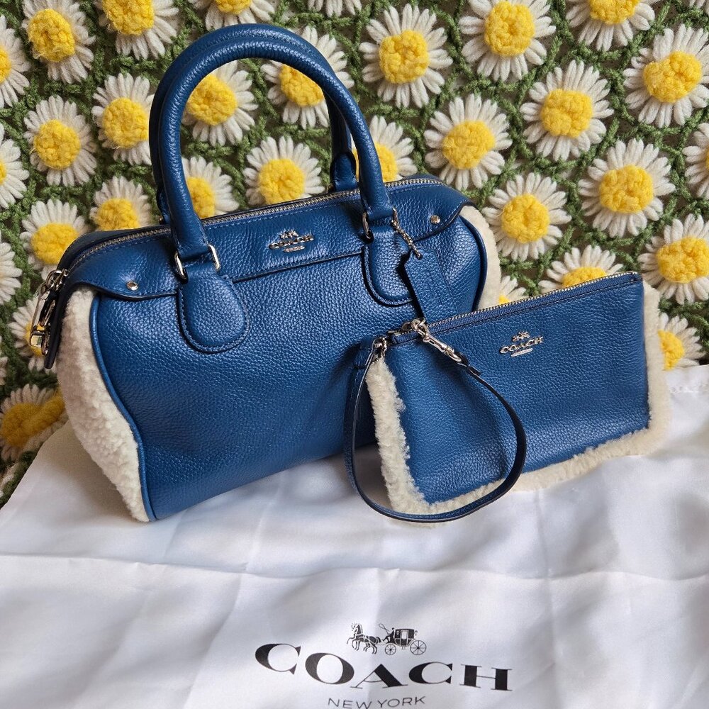 Coach Shearling Mini Bennett Satchel Bag + Matching Wristlet